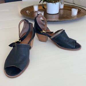 Yuko Imanishi Black Leather Sandal with 2.5” Heel